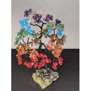 Японская сакура из горного хрусталя, аметиста, хаолита, авантюрина, тигрового глаза, сердолика, коралла - 7 Чакр - дерево счастья