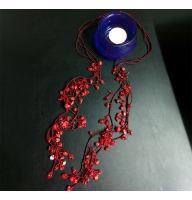 Бусы из коралла в бисере - Фуэтэ - галстук 100 см