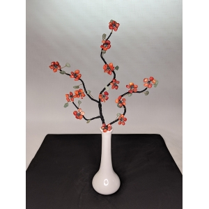 Цветущая ветка -Знойное лето- из коралла и авантюрина - цветы из камня