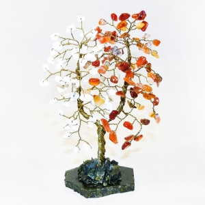 Дерево Любви из сердолика и агата белого - дерево счастья