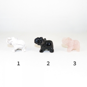 Фигурка из кахолонга, обсидиана, розового кварца (резьба по камню) - Слон - 30х40 мм
