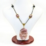 Бусы из родонита и агата на цепи - 56 см