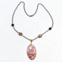 Бусы из родонита и агата на цепи - 56 см