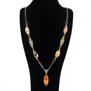 Бусы - Соло - из сардоникса на цепи 64 см