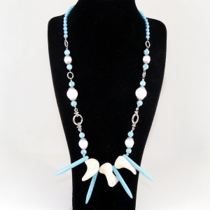 Бусы -Сирена- из перламутра, агата и хаолита - 50 см