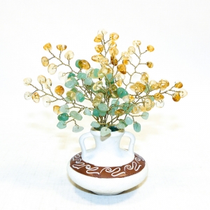 Букет мимозы из авантюрина и цитрина в вазе антик - цветы из камня