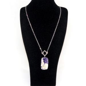 Кулон - подвеска из чароита на цепи - 46 см