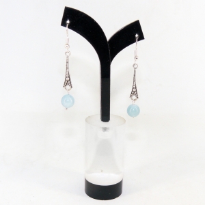 Серьги из аквамарина - длина 5,5 см