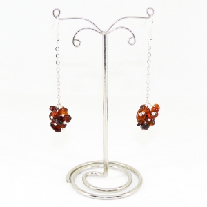 Серьги из янтаря на цепи - длина 7 см