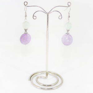 Серьги из флюорита (огранка) и аметиста - длина 5 см