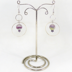 Серьги из флюорита (огранка) - длина 5 см