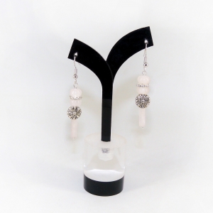 Серьги из розового кварца - 6 см