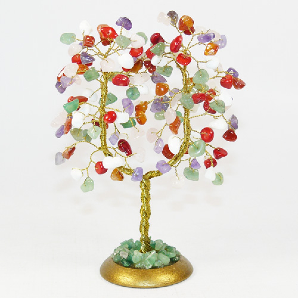 Семейное Дерево из авантюрина, агата, аметиста, коралла, розового кварца, сердолика - дерево счастья