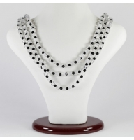 Ожерелье из горного хрусталя и агата черного - Романс - 72 см