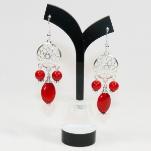 Серьги из коралла 12х18 мм - длина 6.5 см
