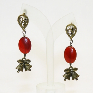 Серьги из сердолика 12х16 мм -длина 5 см