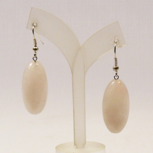 Серьги из розового кварца (кабошон) 15х30 мм - длина 4.5 см