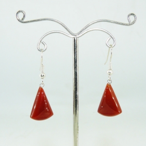 Серьги из сердолика (кабошон) 13х18 мм - длина 3.5 см