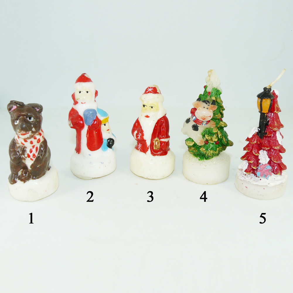 Свеча гадание с самоцветом - Медведь, Дед Мороз, Елочка 6.5 см